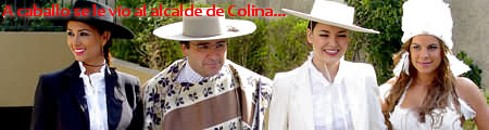 A caballo se le vio al alcalde de Colina, Mario Olavarría,